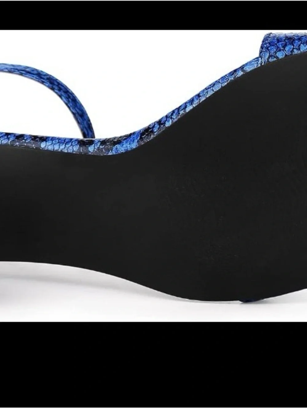 Allegra K Blue Snake-Print Ankle-Strap Block Heel Sandal